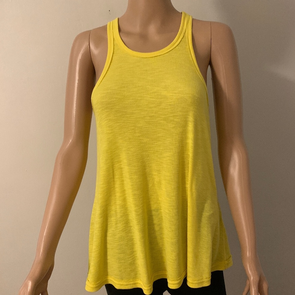 FREE PEOPLE YELLOW RIBBED TANK TOP SIZE SMALL P